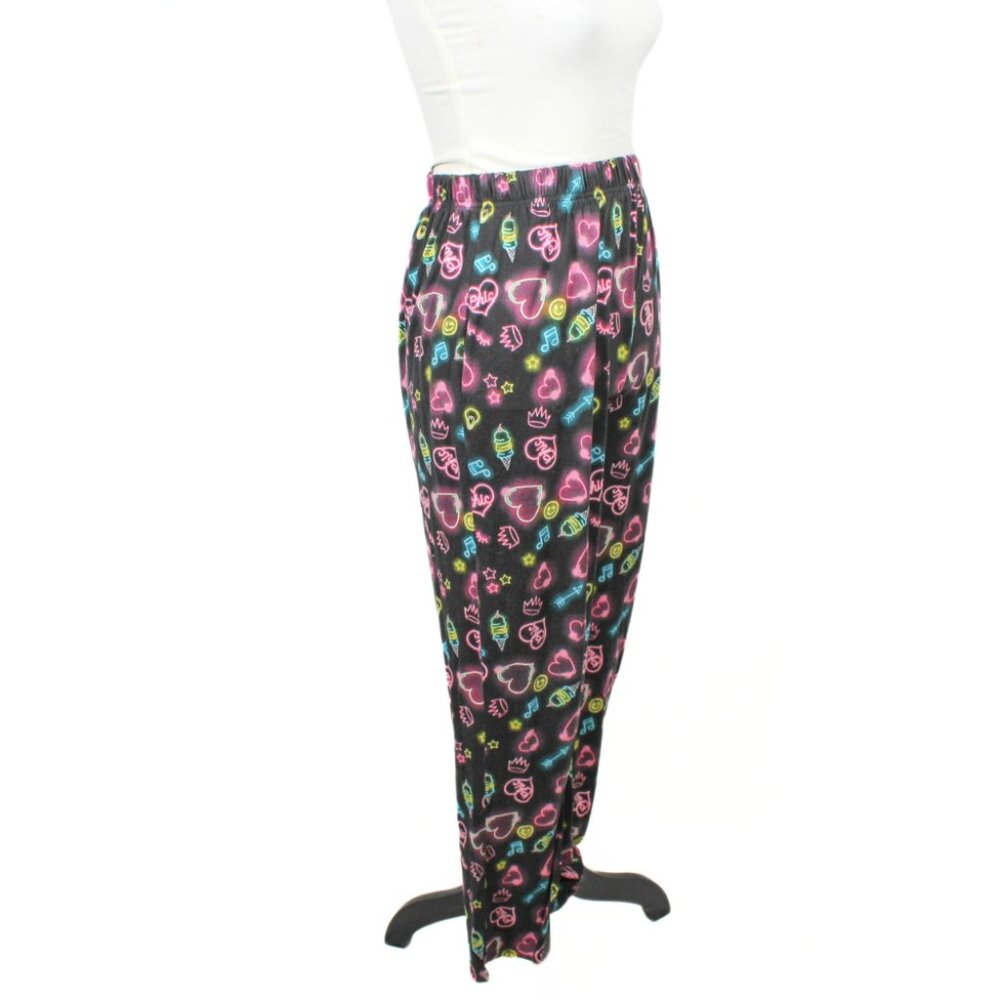 Derek Heart Neon Print Pajama Pants – Juniors Size S, Black Background - Picture 3 of 8